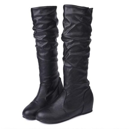 woman winter boots Flat bottom increased female boots high tube round head ladies boots large size shoes zapatos de mujer X