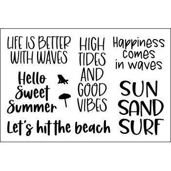 Beach Time Sayings Clear Stamp Set of 8